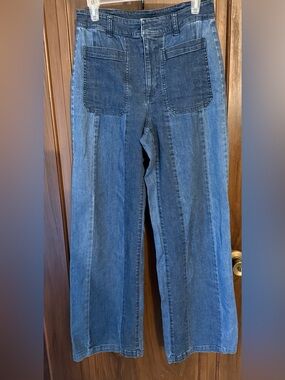 INC International Concepts Two-Tone Blue Wide-Leg Denim Jeans